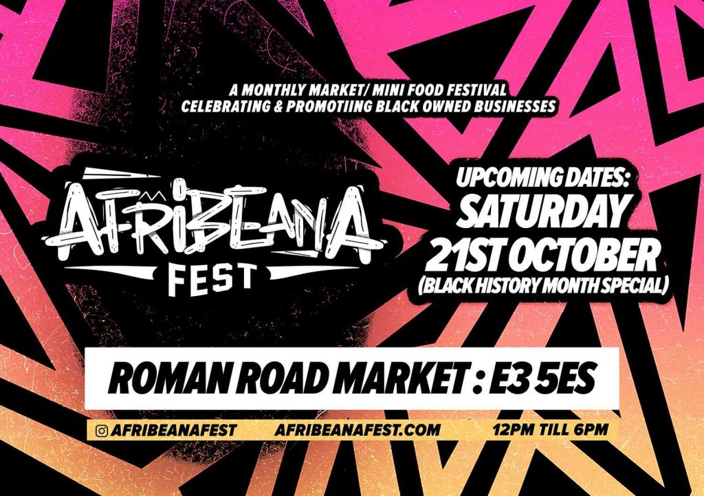 Poster for Afribeana Fest on the Roman Road Market.