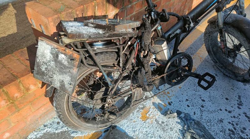Wrecked e-bike which caused a fire in Tulse Hill.