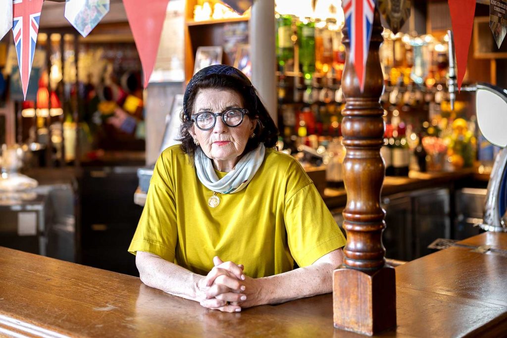 Sandra Esquilant the landlady of the Golden Heart pub in Spitalfields.