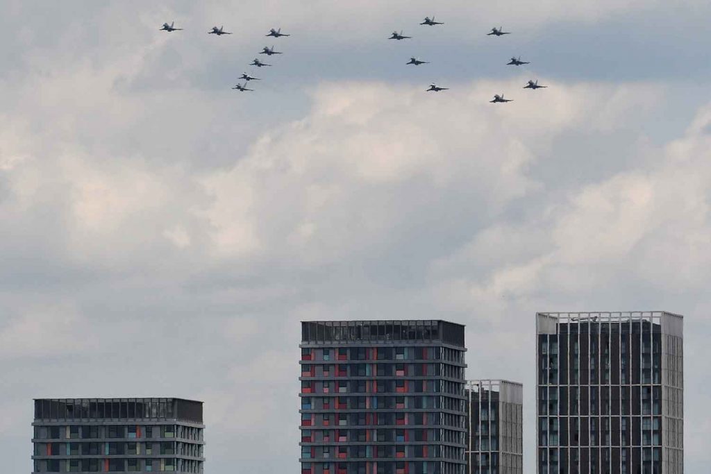 A special 70 aircraft formation as part of the Queen's Platinum Jubilee celebratory flypast over East Village © Phil Verney