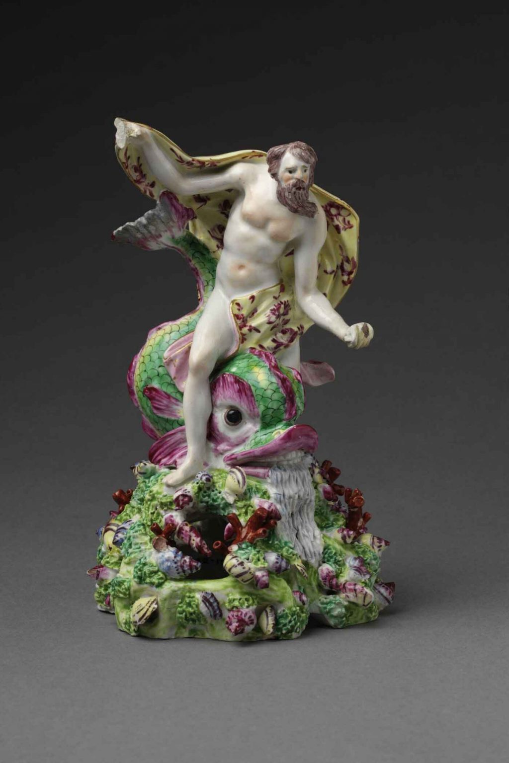 Neptune astride a dolphin bow porcelain factory
