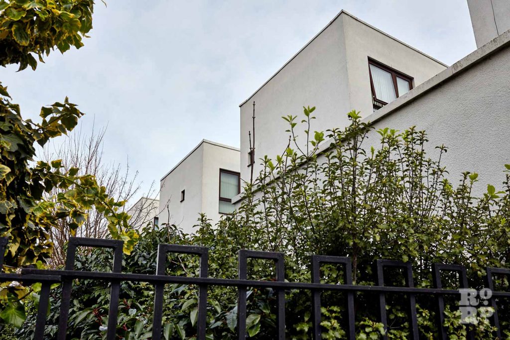 White flats in Donnybrook Quarter, Tower Hamlets, East London