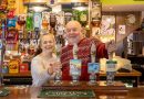 Landlords Frankie and Leslie, behind the bar, saying goodbye as they retire from The Eleanor Arms.