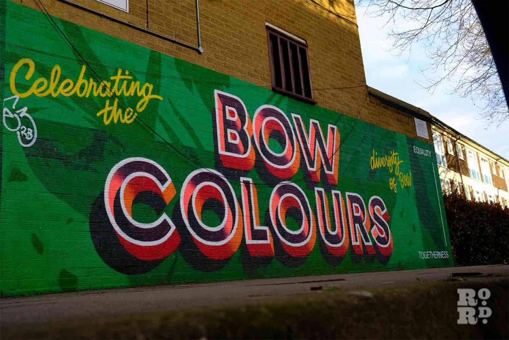 bow colours mural, malmesbury council estate, bow, tower hamlets, east london