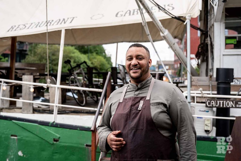 Gavin Gordon, head chef at Barge East in Hackney Wick, outside the restaurant