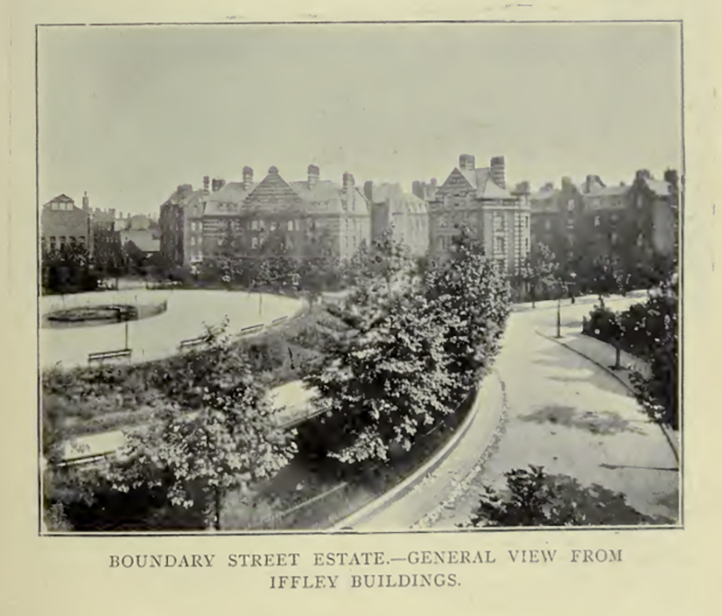 An early photograph of The Boundary Estate in Bethnal Green, the UK's first council estate.