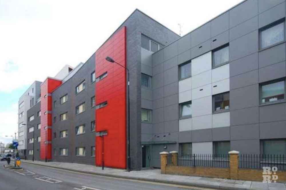 The red and graphite facades of Mojo's development on Tredegar Road where it meets the A12.