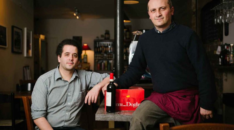 Philippe Polleux and Eugeno Ciccarelli at Vinarius wine shop in Roman Road ,East London.