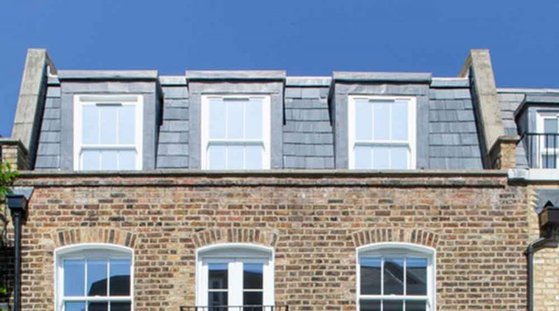 Mansard roof on a London townhouse in Bow, East London.